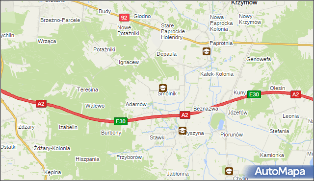 mapa Smólnik gmina Krzymów, Smólnik gmina Krzymów na mapie Targeo