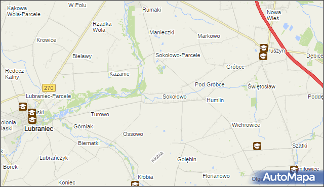 mapa Sokołowo gmina Brześć Kujawski, Sokołowo gmina Brześć Kujawski na mapie Targeo