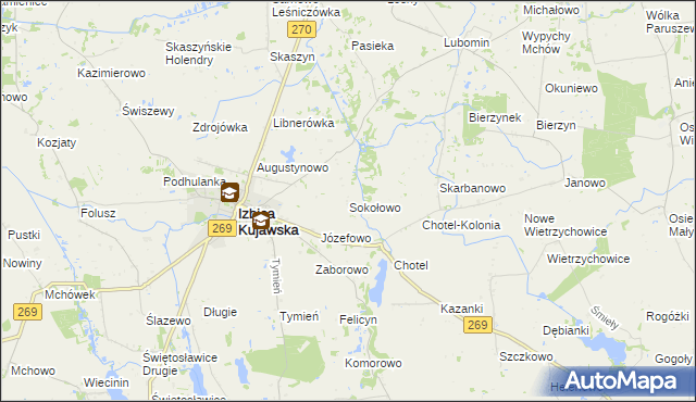 mapa Sokołowo gmina Izbica Kujawska, Sokołowo gmina Izbica Kujawska na mapie Targeo