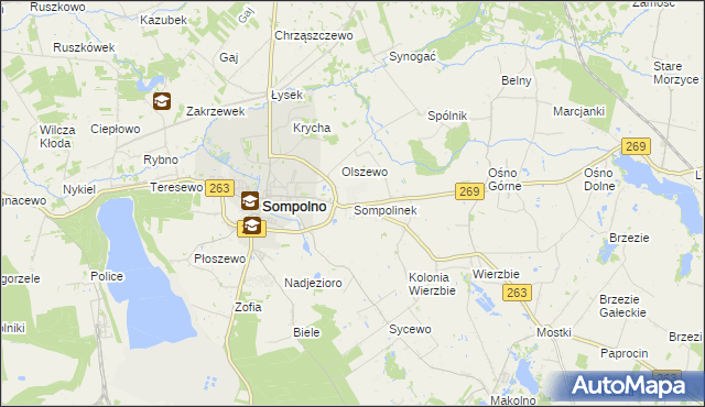 mapa Sompolinek, Sompolinek na mapie Targeo