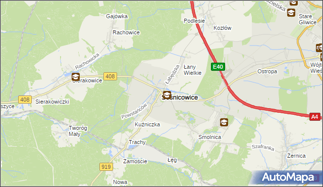 mapa Sośnicowice, Sośnicowice na mapie Targeo