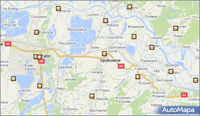 mapa Spytkowice powiat wadowicki, Spytkowice powiat wadowicki na mapie Targeo