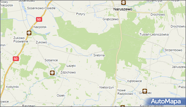 mapa Srebrna gmina Naruszewo, Srebrna gmina Naruszewo na mapie Targeo