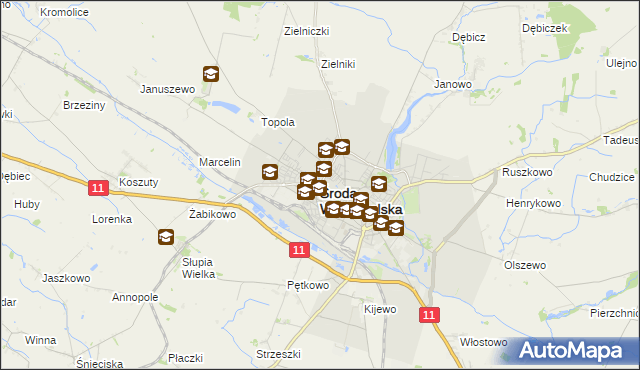 mapa Środa Wielkopolska, Środa Wielkopolska na mapie Targeo