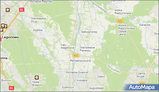 mapa Stanisławów Pierwszy gmina Nieporęt, Stanisławów Pierwszy gmina Nieporęt na mapie Targeo