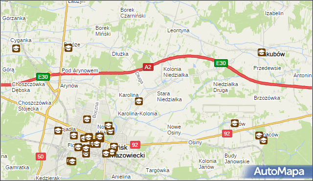 mapa Stara Niedziałka, Stara Niedziałka na mapie Targeo