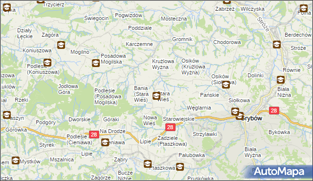 mapa Stara Wieś gmina Grybów, Stara Wieś gmina Grybów na mapie Targeo