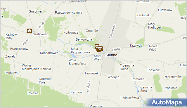 mapa Stara Wieś gmina Sienno, Stara Wieś gmina Sienno na mapie Targeo