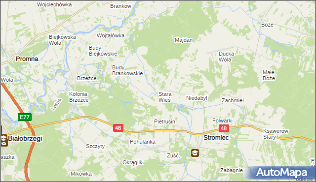 mapa Stara Wieś gmina Stromiec, Stara Wieś gmina Stromiec na mapie Targeo