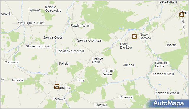 mapa Stare Trębice, Stare Trębice na mapie Targeo