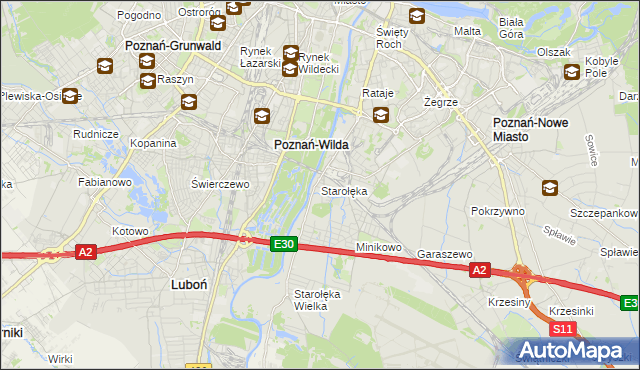 mapa Starołęka, Starołęka na mapie Targeo