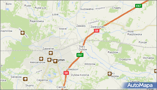 mapa Stary Dybów, Stary Dybów na mapie Targeo