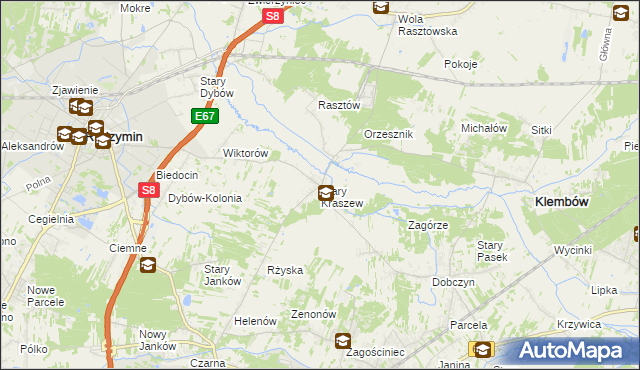 mapa Stary Kraszew, Stary Kraszew na mapie Targeo