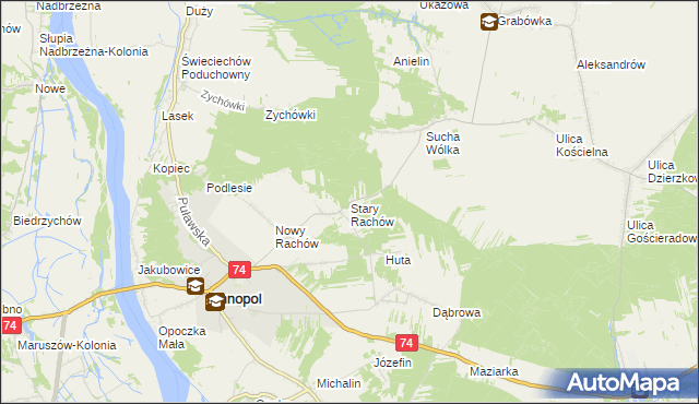 mapa Stary Rachów, Stary Rachów na mapie Targeo