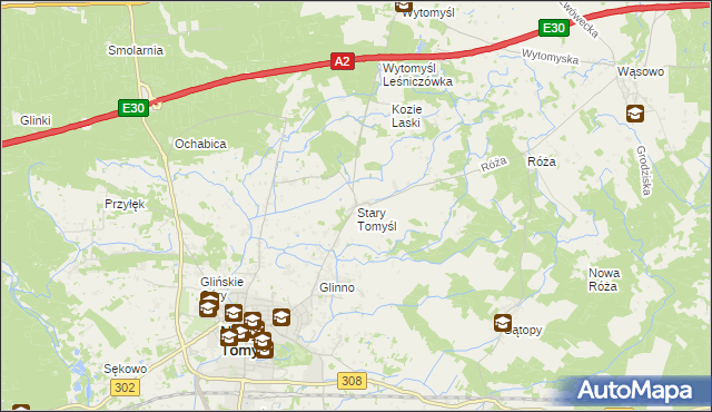 mapa Stary Tomyśl, Stary Tomyśl na mapie Targeo