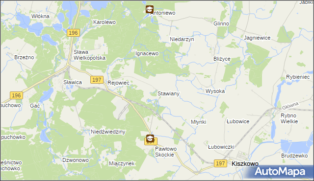 mapa Stawiany gmina Skoki, Stawiany gmina Skoki na mapie Targeo