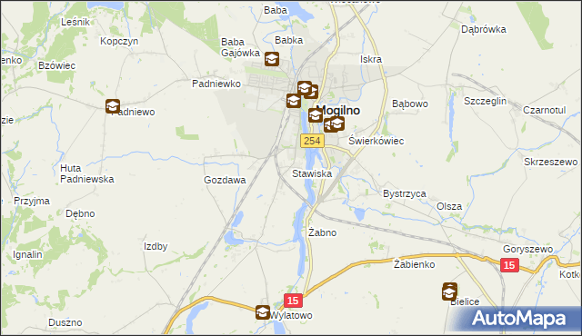 mapa Stawiska gmina Mogilno, Stawiska gmina Mogilno na mapie Targeo