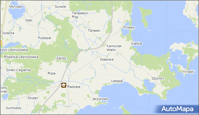 mapa Stawiska gmina Węgorzewo, Stawiska gmina Węgorzewo na mapie Targeo
