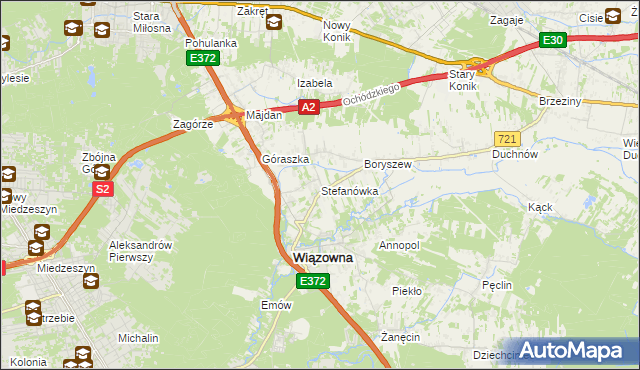 mapa Stefanówka gmina Wiązowna, Stefanówka gmina Wiązowna na mapie Targeo