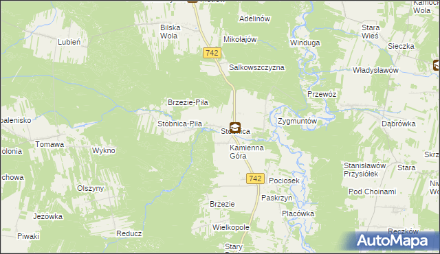 mapa Stobnica gmina Ręczno, Stobnica gmina Ręczno na mapie Targeo