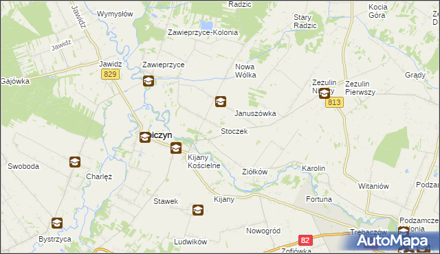 mapa Stoczek gmina Spiczyn, Stoczek gmina Spiczyn na mapie Targeo
