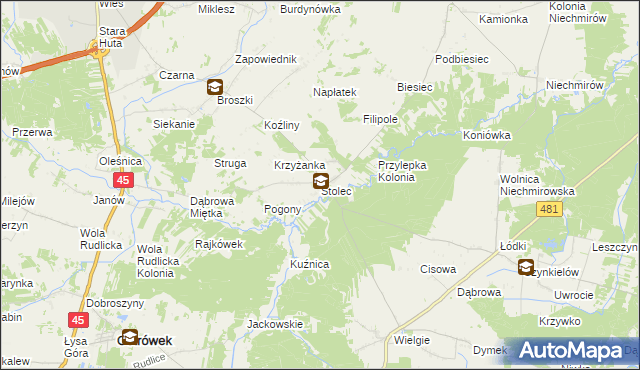 mapa Stolec gmina Złoczew, Stolec gmina Złoczew na mapie Targeo