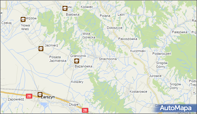 mapa Strachocina, Strachocina na mapie Targeo