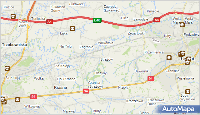 mapa Strażów, Strażów na mapie Targeo