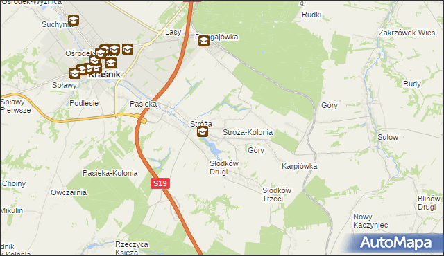 mapa Stróża-Kolonia, Stróża-Kolonia na mapie Targeo