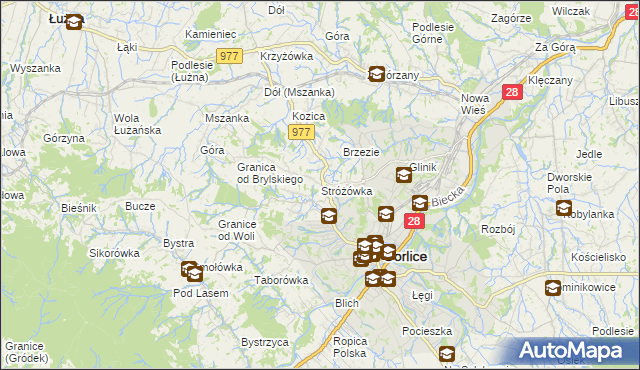 mapa Stróżówka, Stróżówka na mapie Targeo