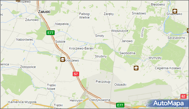 mapa Strubiny gmina Zakroczym, Strubiny gmina Zakroczym na mapie Targeo