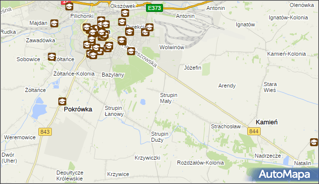 mapa Strupin Mały, Strupin Mały na mapie Targeo