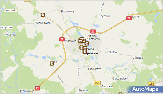 mapa Strzelce Krajeńskie, Strzelce Krajeńskie na mapie Targeo