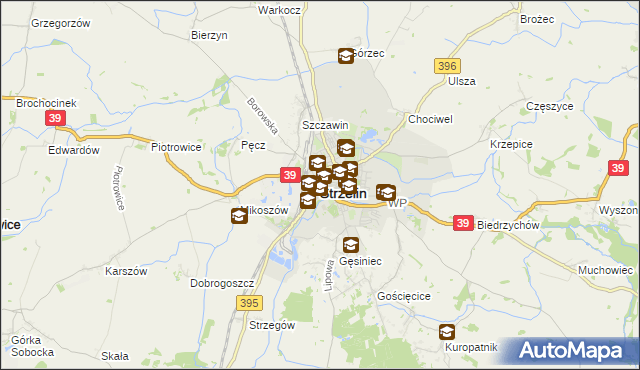 mapa Strzelin, Strzelin na mapie Targeo