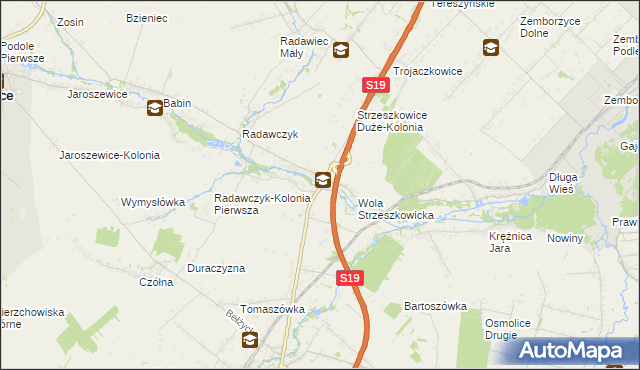 mapa Strzeszkowice Duże, Strzeszkowice Duże na mapie Targeo