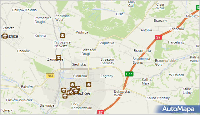 mapa Strzeżów Pierwszy, Strzeżów Pierwszy na mapie Targeo