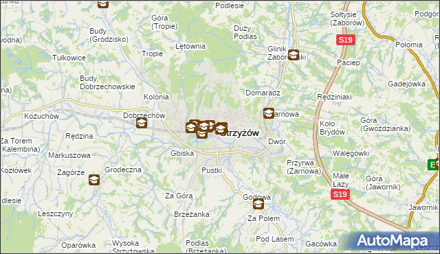 mapa Strzyżów, Strzyżów na mapie Targeo