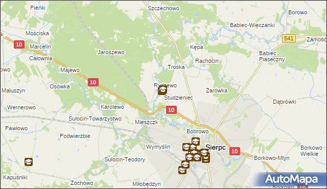 mapa Studzieniec gmina Sierpc, Studzieniec gmina Sierpc na mapie Targeo