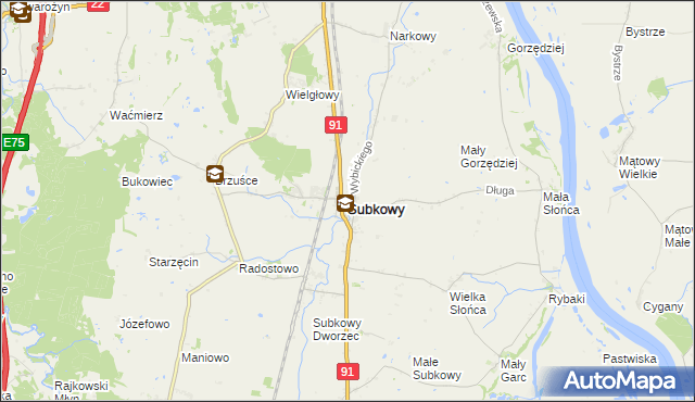 mapa Subkowy, Subkowy na mapie Targeo