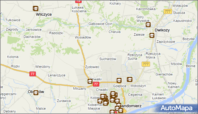 mapa Sucharzów, Sucharzów na mapie Targeo