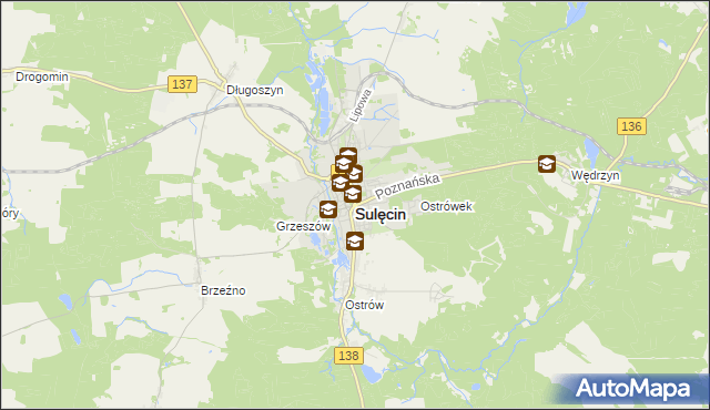 mapa Sulęcin, Sulęcin na mapie Targeo