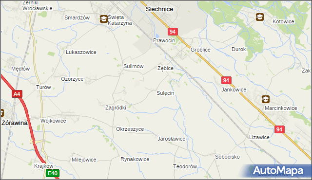 mapa Sulęcin gmina Siechnice, Sulęcin gmina Siechnice na mapie Targeo