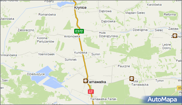 mapa Sumin gmina Tarnawatka, Sumin gmina Tarnawatka na mapie Targeo