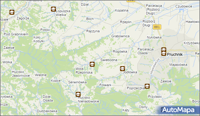 mapa Świebodna, Świebodna na mapie Targeo