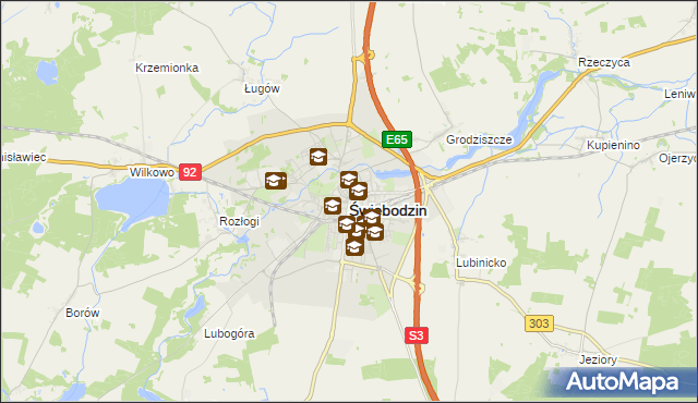 mapa Świebodzin, Świebodzin na mapie Targeo