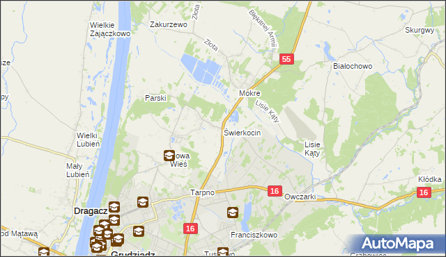 mapa Świerkocin gmina Grudziądz, Świerkocin gmina Grudziądz na mapie Targeo