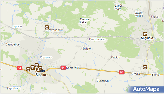 mapa Święte gmina Środa Śląska, Święte gmina Środa Śląska na mapie Targeo