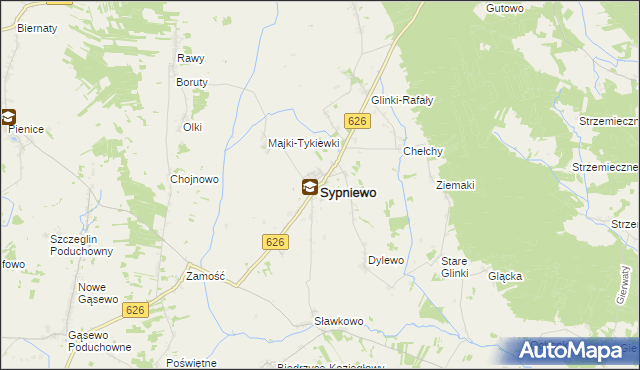 mapa Sypniewo powiat makowski, Sypniewo powiat makowski na mapie Targeo