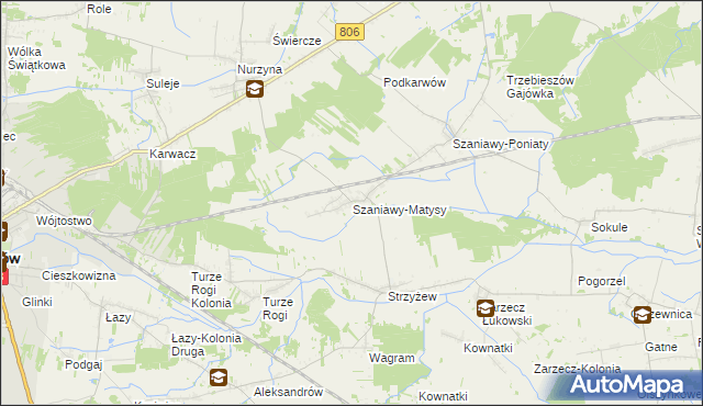 mapa Szaniawy-Matysy, Szaniawy-Matysy na mapie Targeo