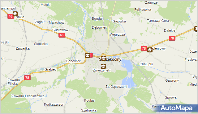 mapa Szczekociny, Szczekociny na mapie Targeo